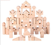 100 Blocks Made of Barrels of Beech Wood Lump Logs Baby Toys for Early Education for Children Building Block Children Puzzle Toy - Fashionner